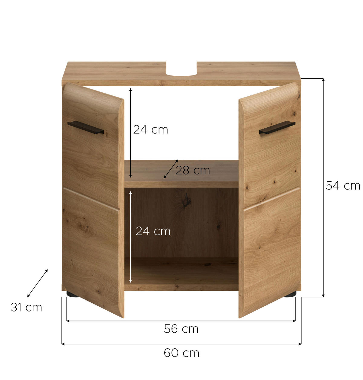 Waschbeckenunterschrank Ice Artisan Oak Nachbildung B/H/T: ca. 60x54x30 cm Ice - (60,00/54,00/30,00cm) - xonox.home