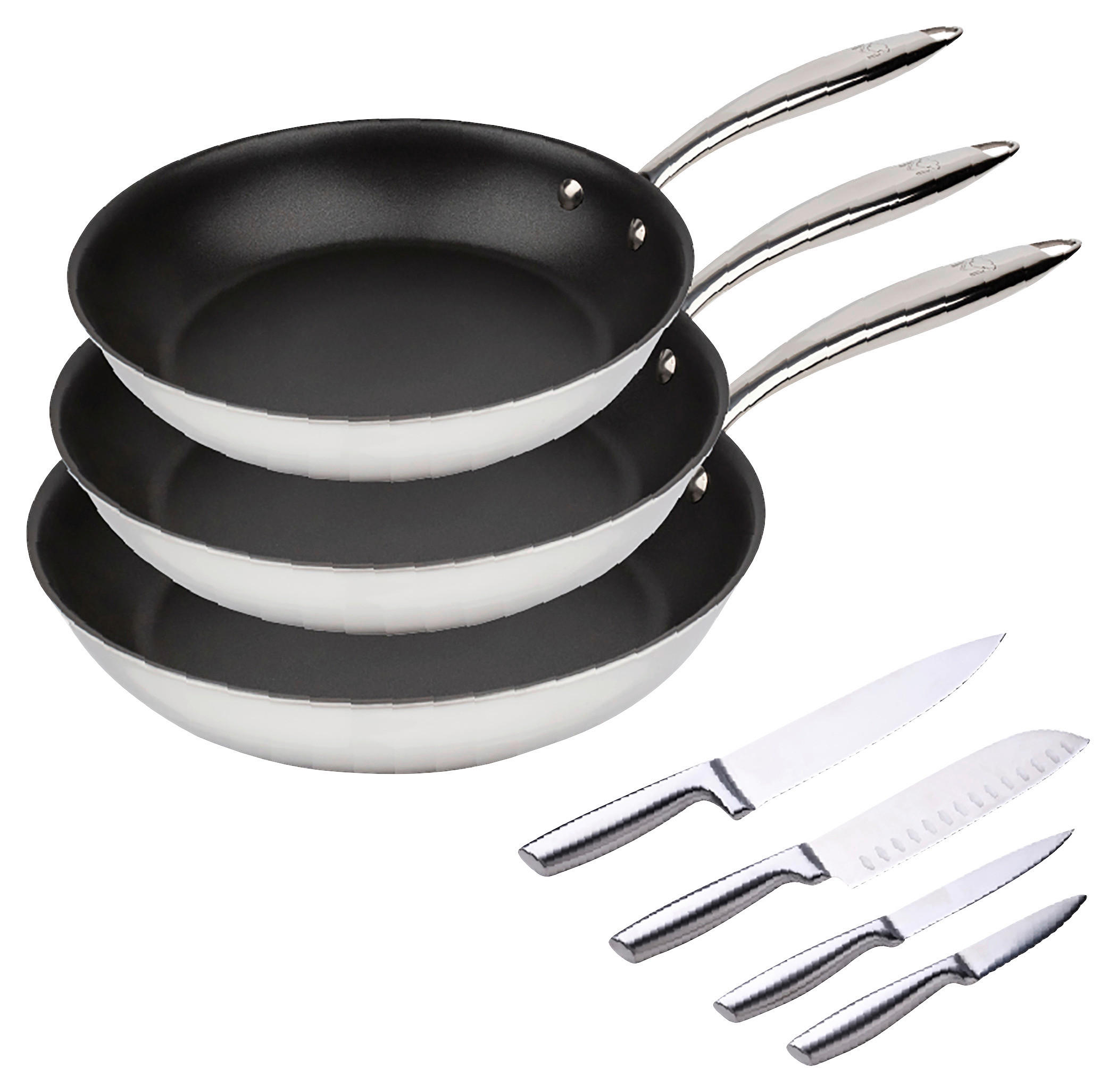 BERGNER Pfannenset BASTER schwarz Edelstahl BASTER - schwarz/silber - BERGNER