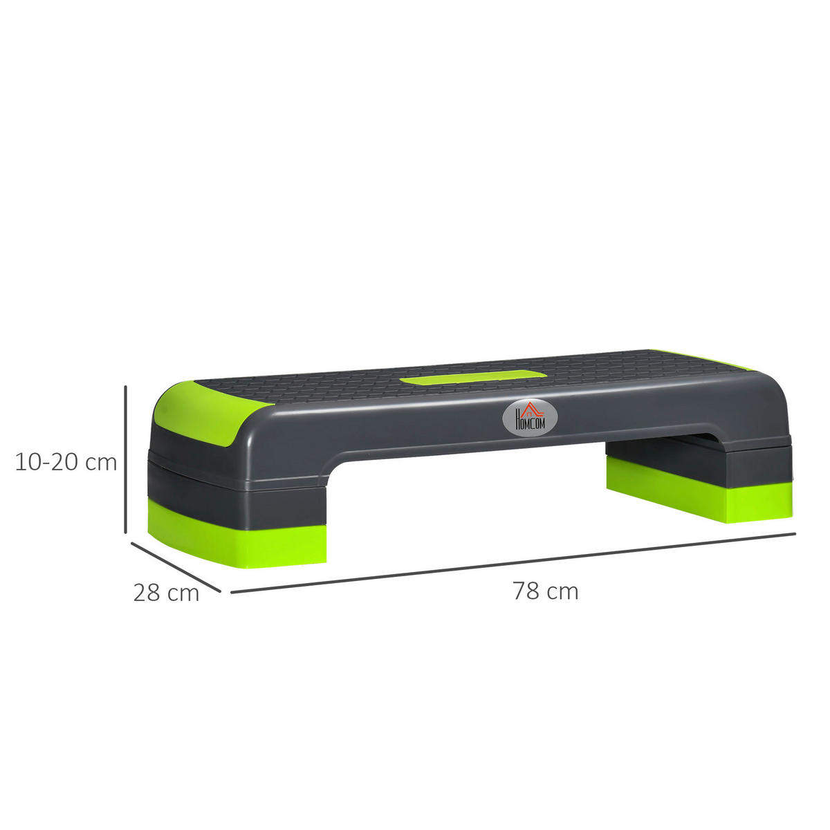HOMCOM Steppbrett grau Kunststoff B/H/L: ca. 28x20x78 cm Steppbrett - grün/grau (78,00/28,00/20,00cm) - HOMCOM