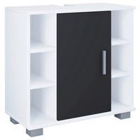 Waschbeckenunterschrank Zalo weiß schwarz B/H/T: ca. 60x58x30 cm Zalo - weiß/schwarz (60,00/58,00/30,00cm) - VCM Möbel