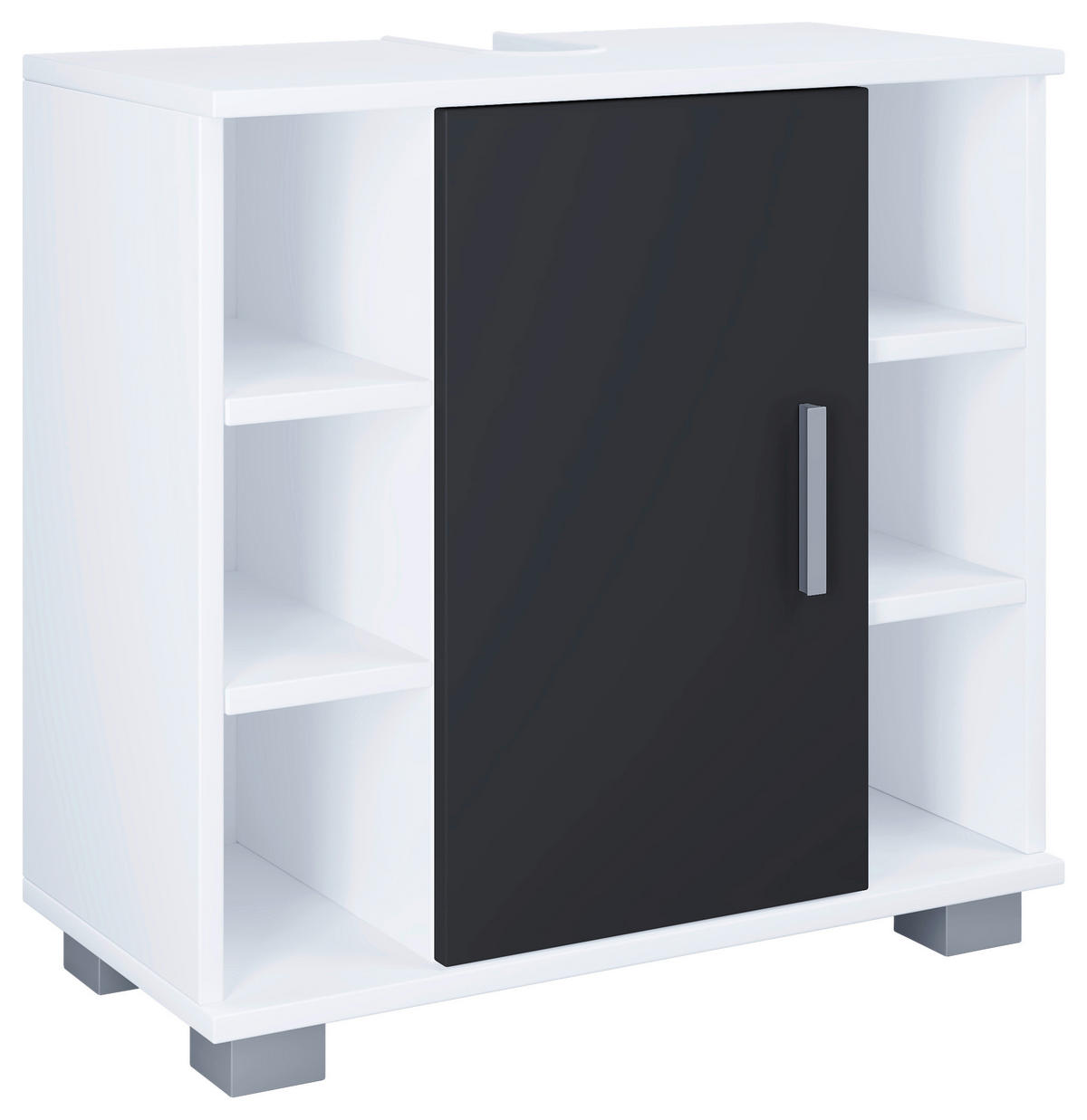 Waschbeckenunterschrank Zalo weiß schwarz B/H/T: ca. 60x58x30 cm Zalo - weiß/schwarz (60,00/58,00/30,00cm) - VCM Möbel