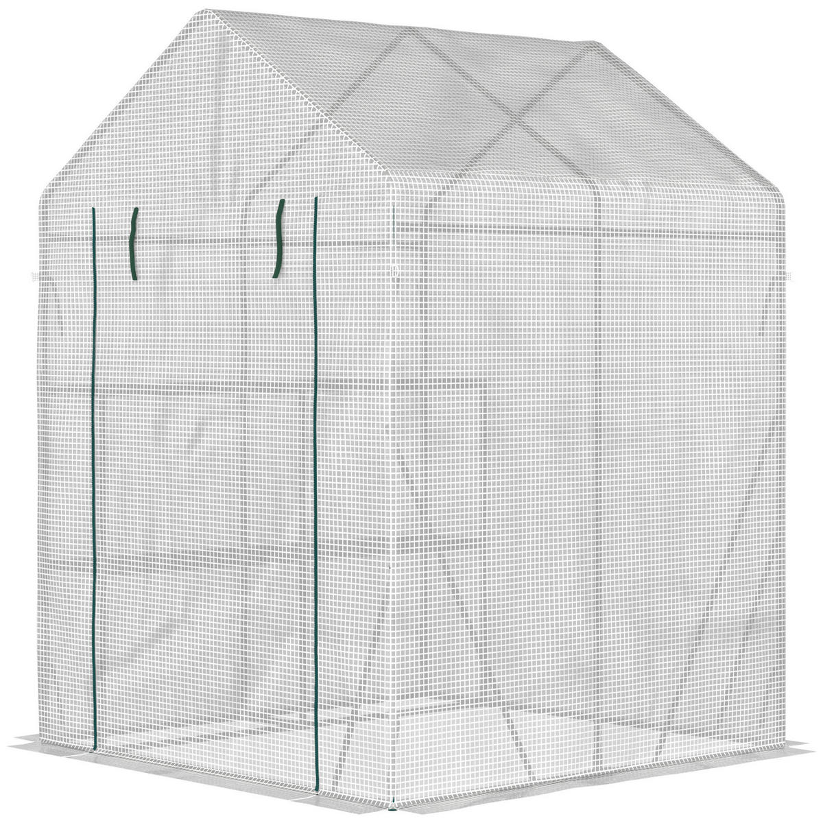 Outsunny Gewächshaus B/H/L: ca. 143x195x143 cm Gewächshaus - weiß (143,00/143,00/195,00cm) - Outsunny