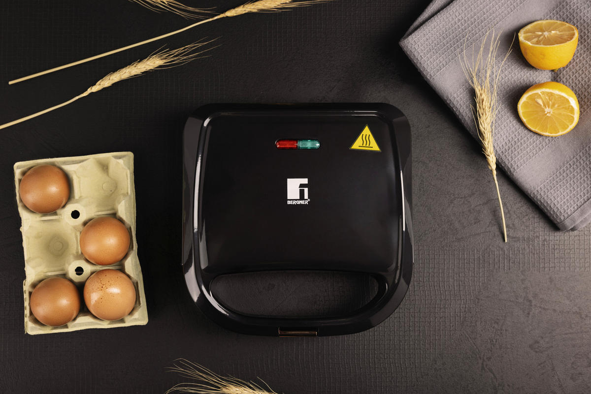 BERGNER Sandwichtoaster BG-53005-CP schwarz Kupfer Aluminium Kunststoff B/H/L: ca. 22x9x22 cm COPPER - schwarz/Kupfer (22,00/22,00/9,00cm) - BERGNER