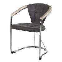 Armlehnstuhl  grau Vintage B/H/T: ca. 60x80x62 cm Meghan_Armlehnstuhl - Eiche/Chrom (60,00/80,00/62,00cm)