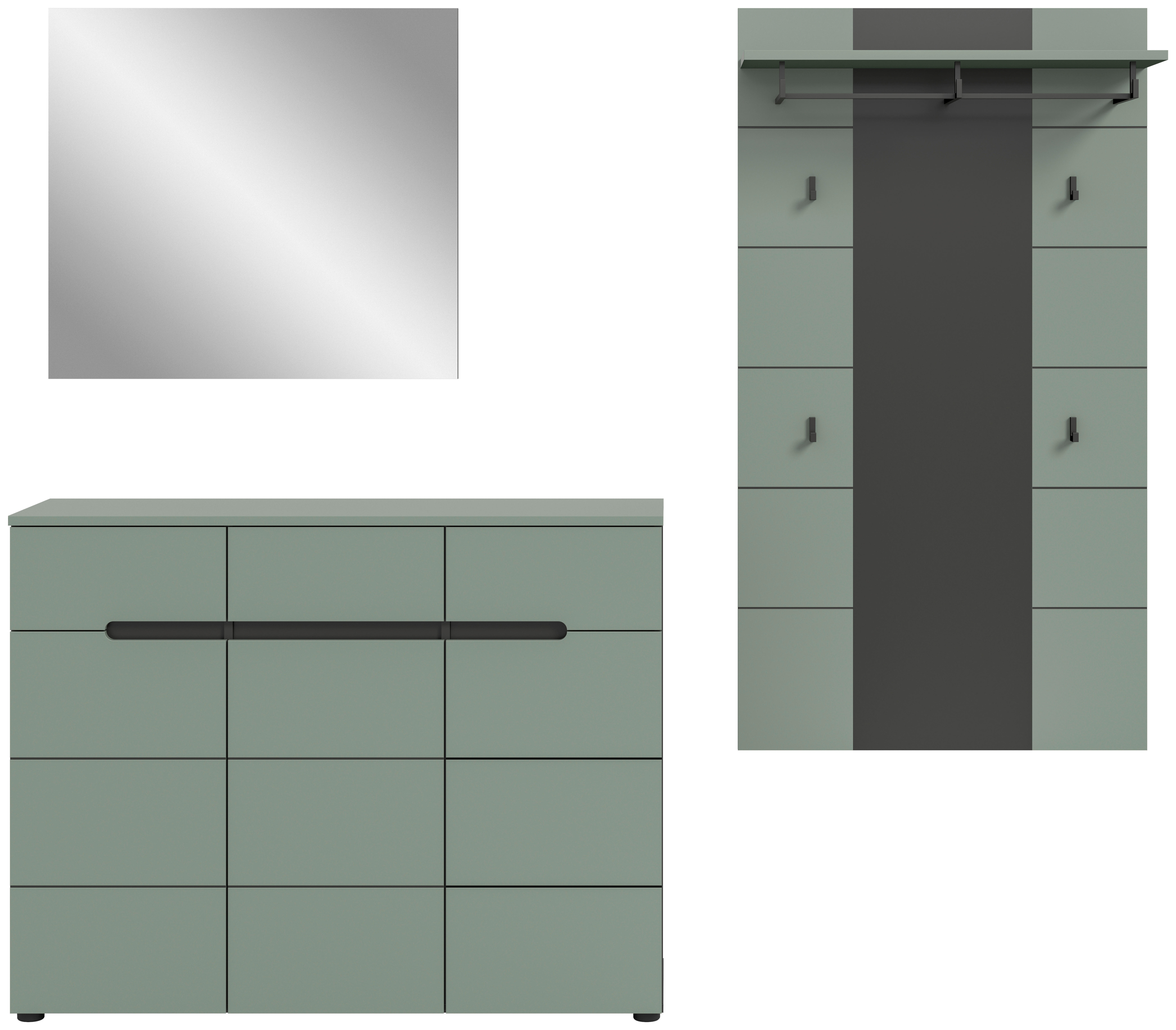 Garderobe Canu grün basaltgrau Nachbildung B/H/T: ca. 215x190x37 cm Canu - basaltgrau/grün (215,00/190,00/37,00cm) - xonox.home