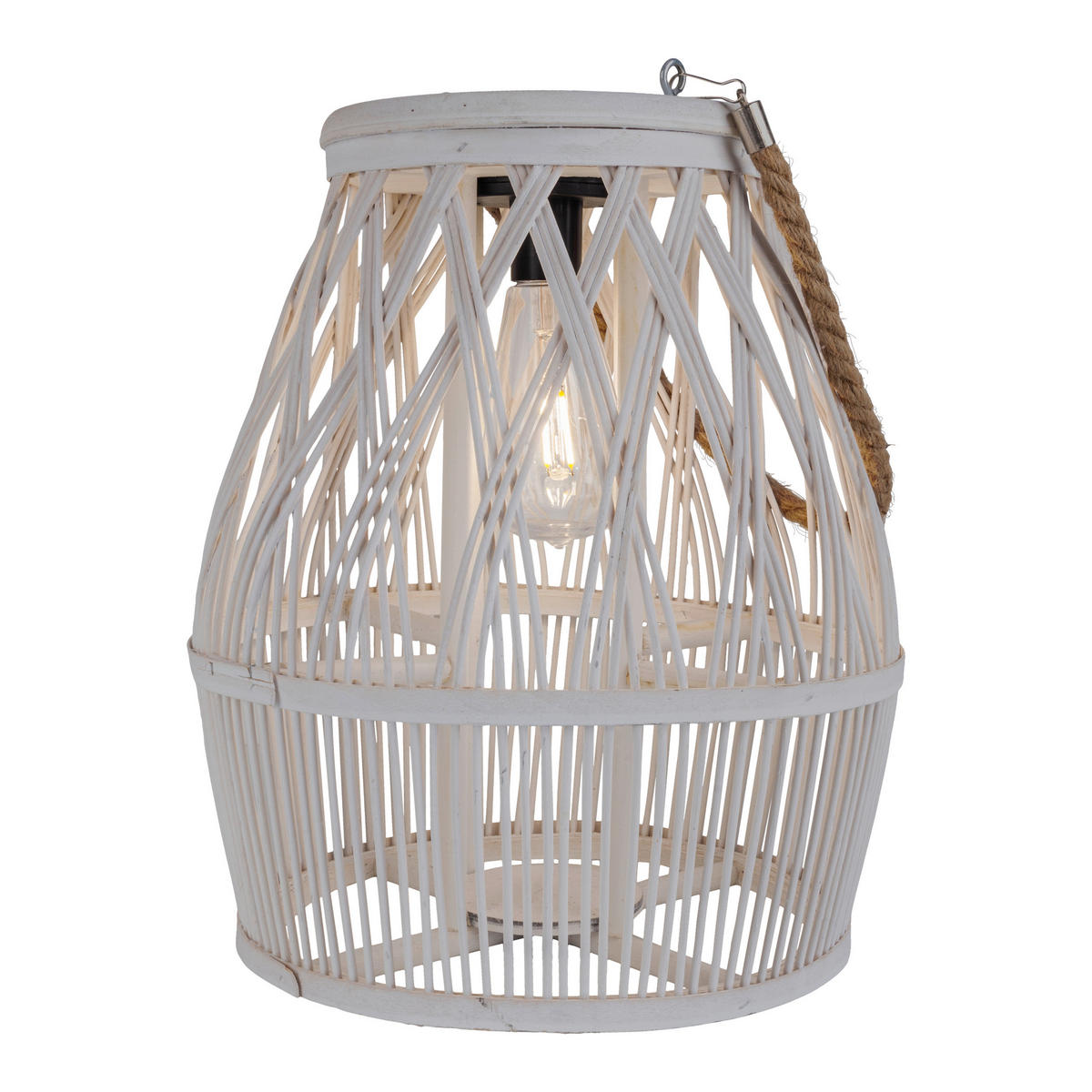 Solarleuchte 5307623 weiß Rattan Holz B/H/T: ca. 29x34x29 cm Korbinian - weiß (29,00/34,00/29,00cm) - Näve Leuchten