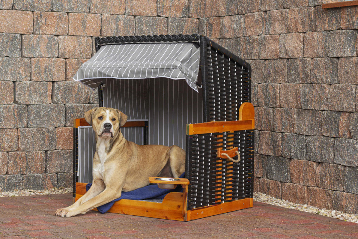 Hundestrandkorb braun Holz B/H/T: ca. 75x95x65 cm Hundestrandkorb_inkl._SH - braun/schwarz (75,00/95,00/65,00cm)