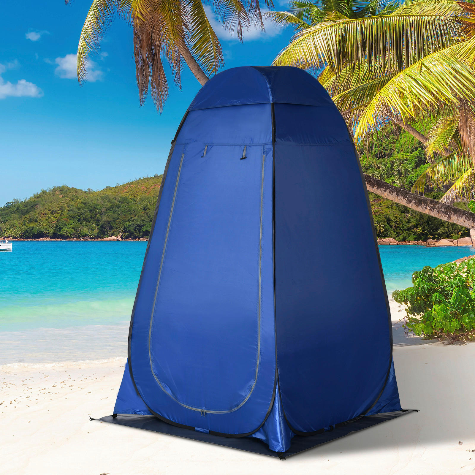 Outsunny Camping-Zubehör blau Polyester B/H/L: ca. 124x126x198 cm Duschzelt - blau (198,00/124,00/126,00cm) - Outsunny