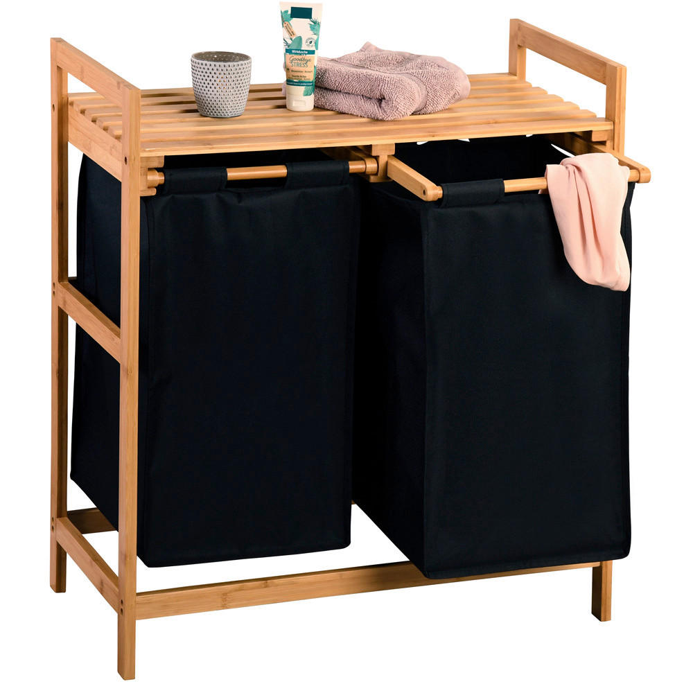 Kesper Wäschesammler natur Polyester B/H/L: ca. 33x73x64 cm Wäschesammler - natur/schwarz (64,00/33,00/73,00cm) - Kesper