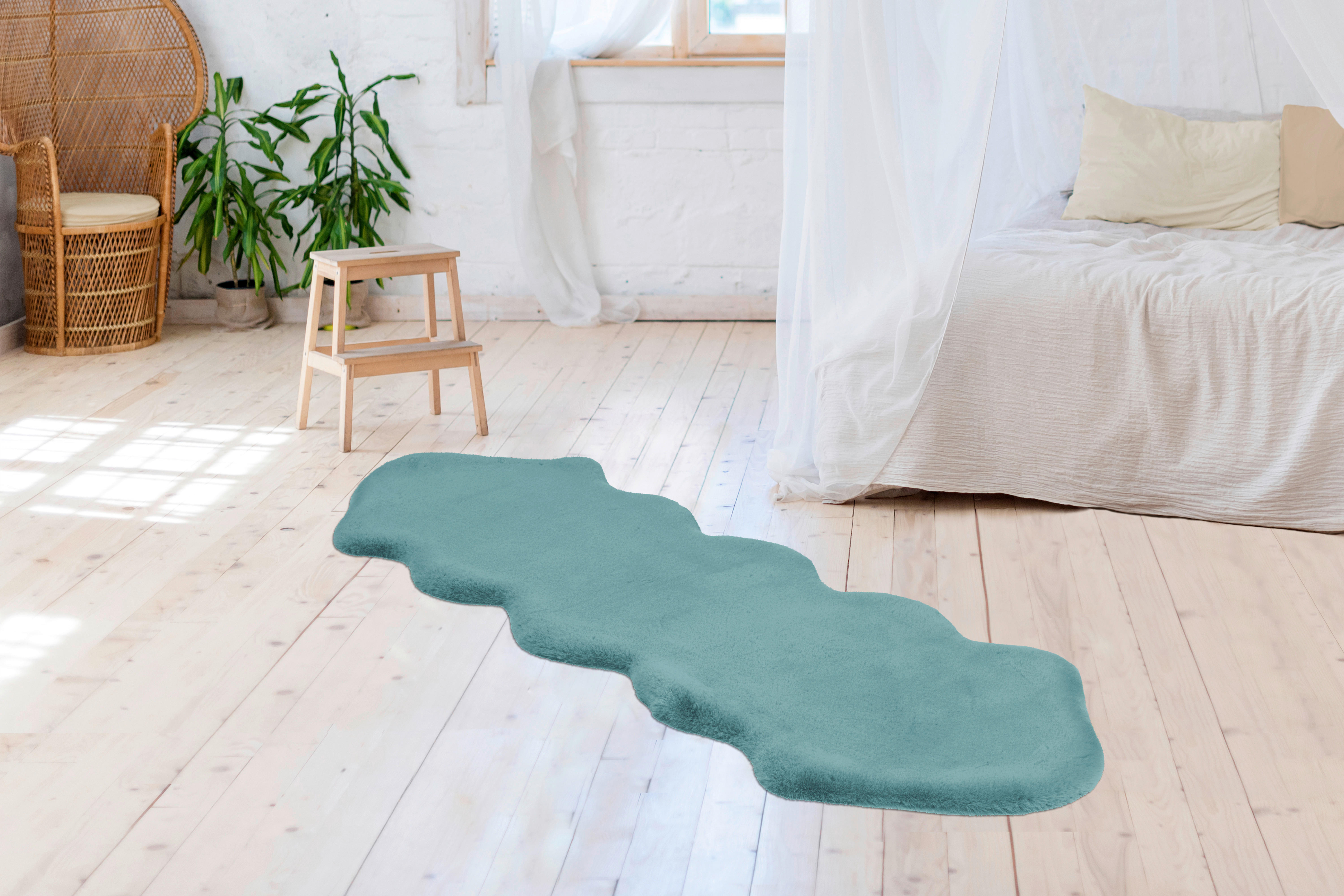 Arte Espina Hochflorteppich Rabbit Double Sheepskin 325 hellblau B/L: ca. 60x180 cm Rabbit Double Sheepskin 325 - hellblau (60,00/180,00cm) - Arte Espina