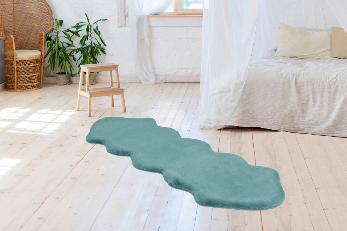 Arte Espina Hochflorteppich Rabbit Double Sheepskin 325 hellblau B/L: ca. 60x180 cm Rabbit Double Sheepskin 325 - hellblau (60,00/180,00cm) - Arte Espina
