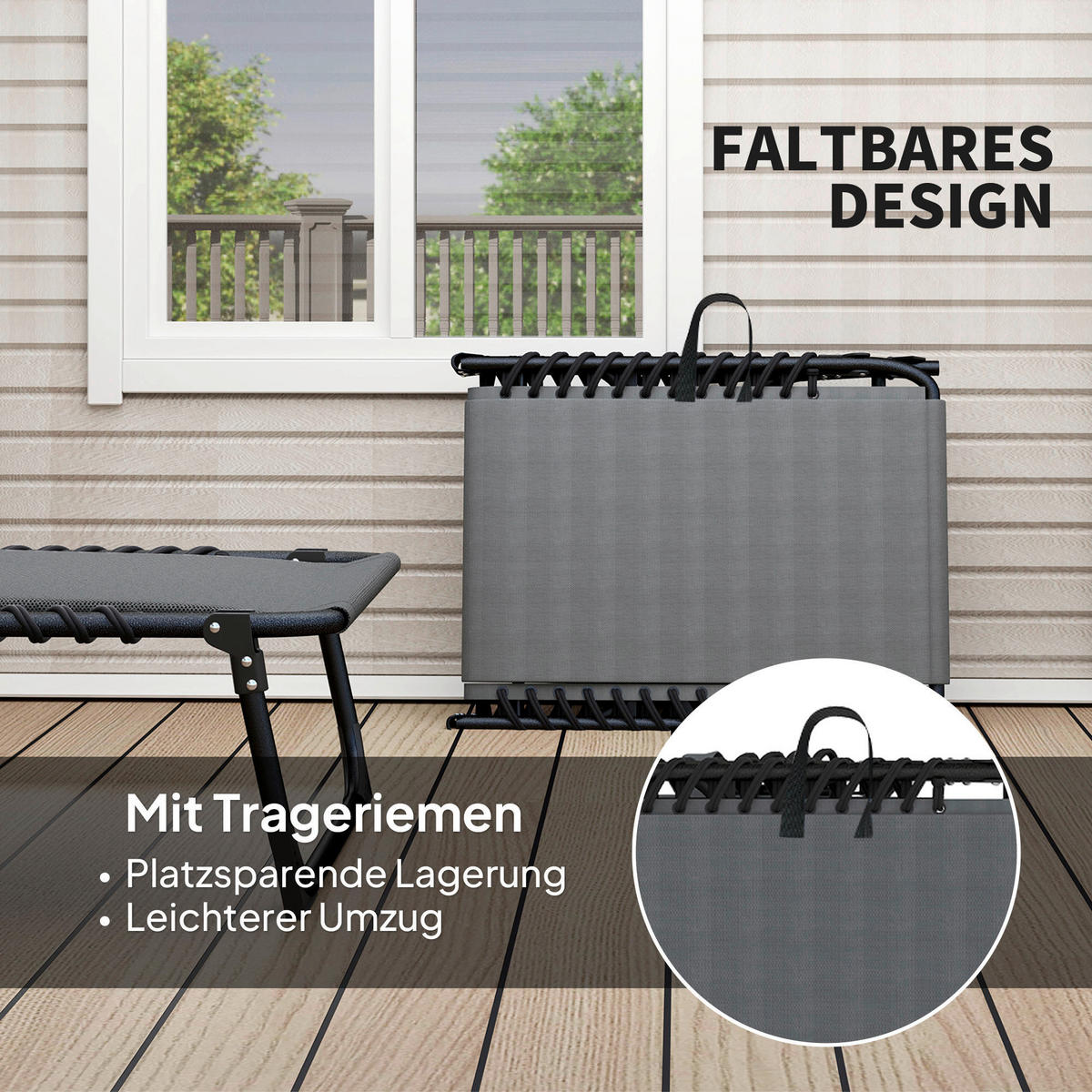 Outsunny Sonnenliege dunkelgrau Stahl B/H/L: ca. 68x36x189 cm Sonnenliege - dunkelgrau (189,00/68,00/36,00cm) - Outsunny