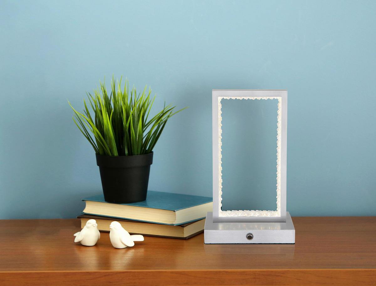 GLOBO LED-Tischleuchte silber transparent Aluminium Acryl B/H/T: ca. 7,5x23x14 cm SAMEGA - transparent/silber (7,50/23,00/14,00cm) - GLOBO