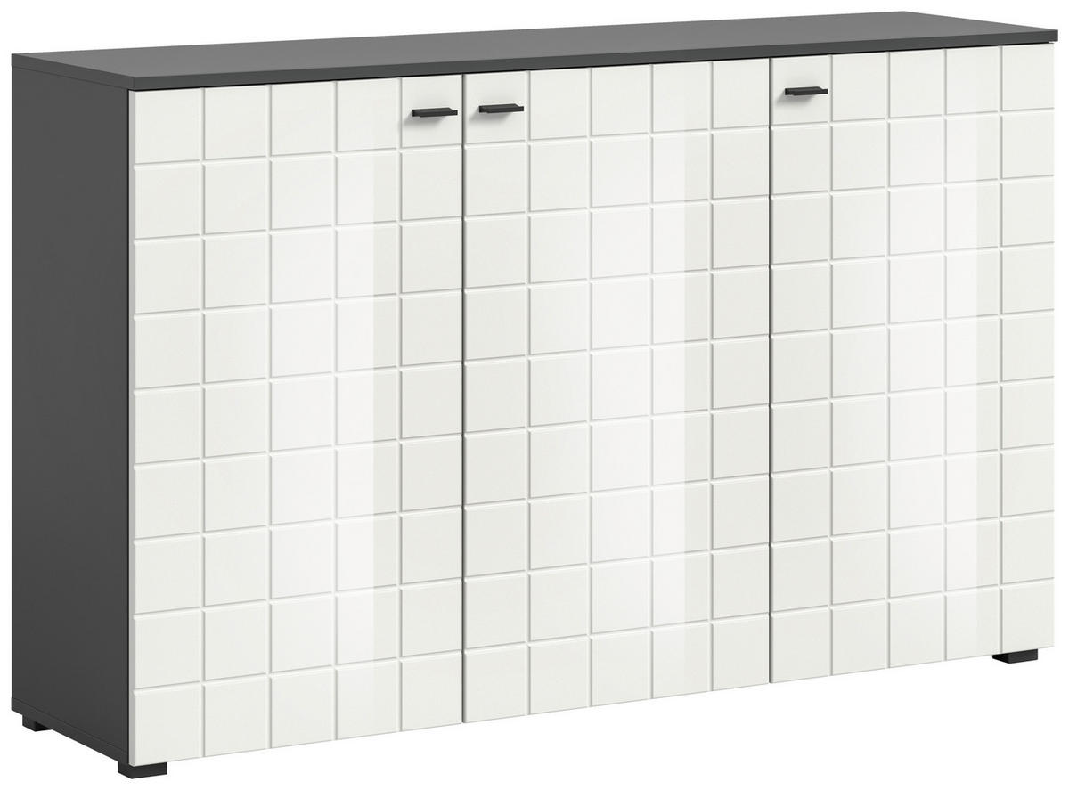 Sideboard Monte anthrazit weiß Hochglanz B/H/T: ca. 138x86x37 cm Monte - weiß/anthrazit (138,00/86,00/37,00cm)