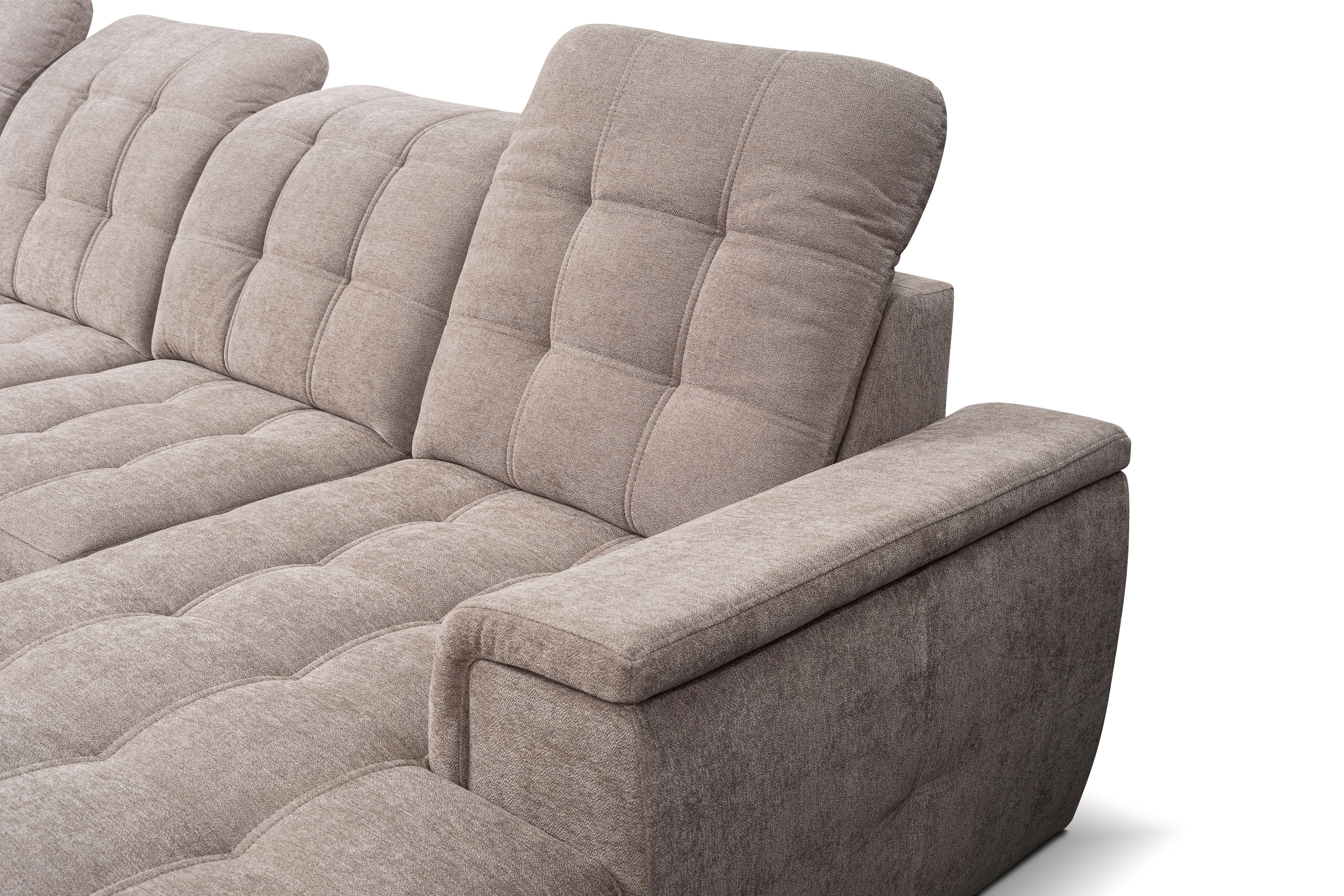 Wohnlandschaft Nadja stone Microfaser B/H/T: ca. 330x105x174 cm Nadja - schwarz/stone (330,00/105,00/174,00cm)