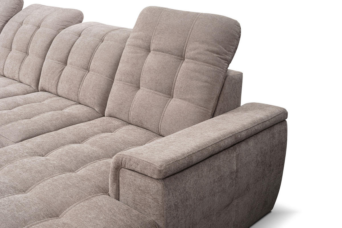 Wohnlandschaft Nadja stone Microfaser B/H/T: ca. 330x105x174 cm Nadja - schwarz/stone (330,00/105,00/174,00cm)