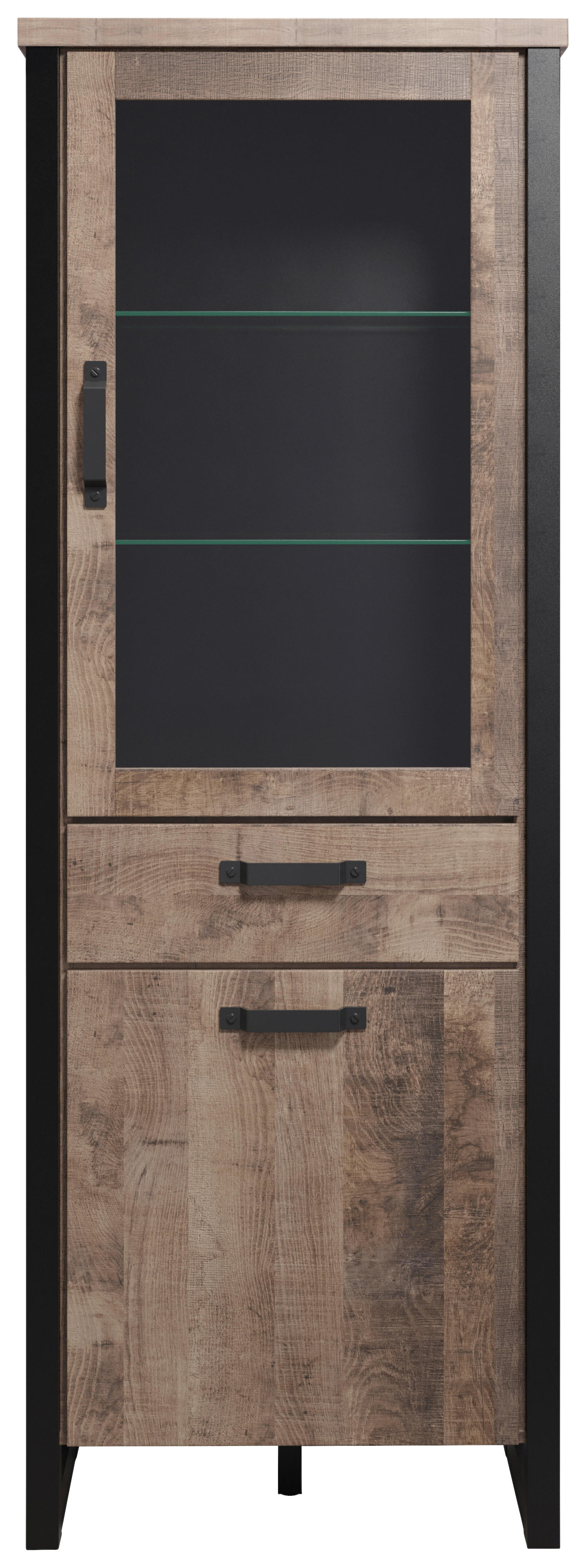 Standvitrine Emile Eiche Tabak Nachbildung B/H/T: ca. 70x195x45 cm Emile - Eiche (70,00/195,00/45,00cm) - Trendteam