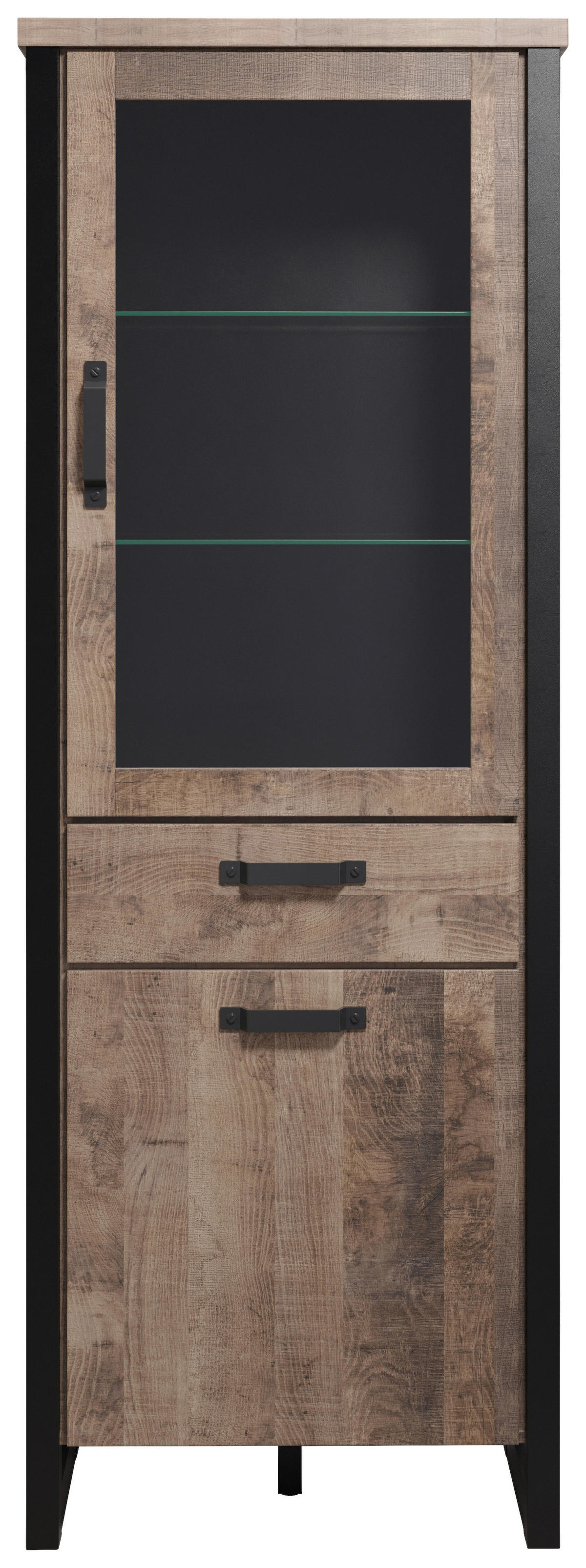 Standvitrine Emile Eiche Tabak Nachbildung B/H/T: ca. 70x195x45 cm Emile - Eiche (70,00/195,00/45,00cm) - Trendteam
