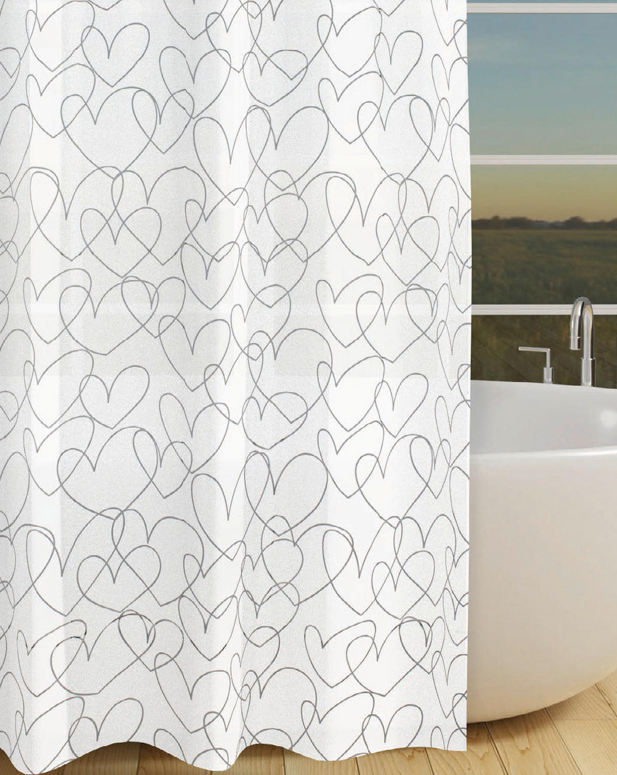 Duschvorhang Polyethylen (recycelt) B/L: ca. 180x200 cm Duschvorhang_Heart - (180,00/200,00cm) - Acus