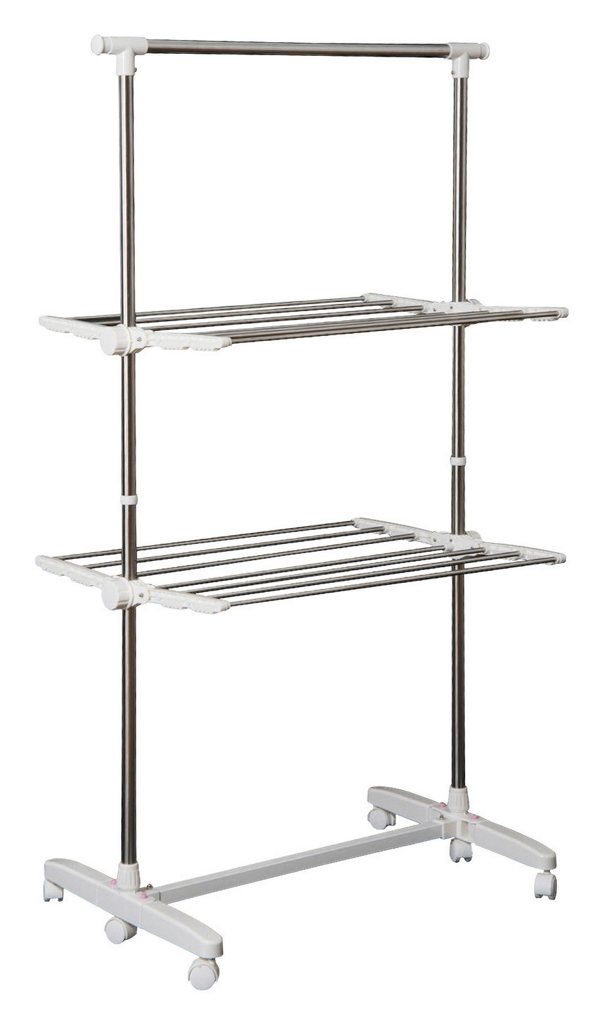 HOMCOM Turmwäscheständer silber Edelstahl H/T/L: ca. 154x62x136 cm Turmwäscheständer mit 2 Ebenen - silber (136,00cm) - HOMCOM