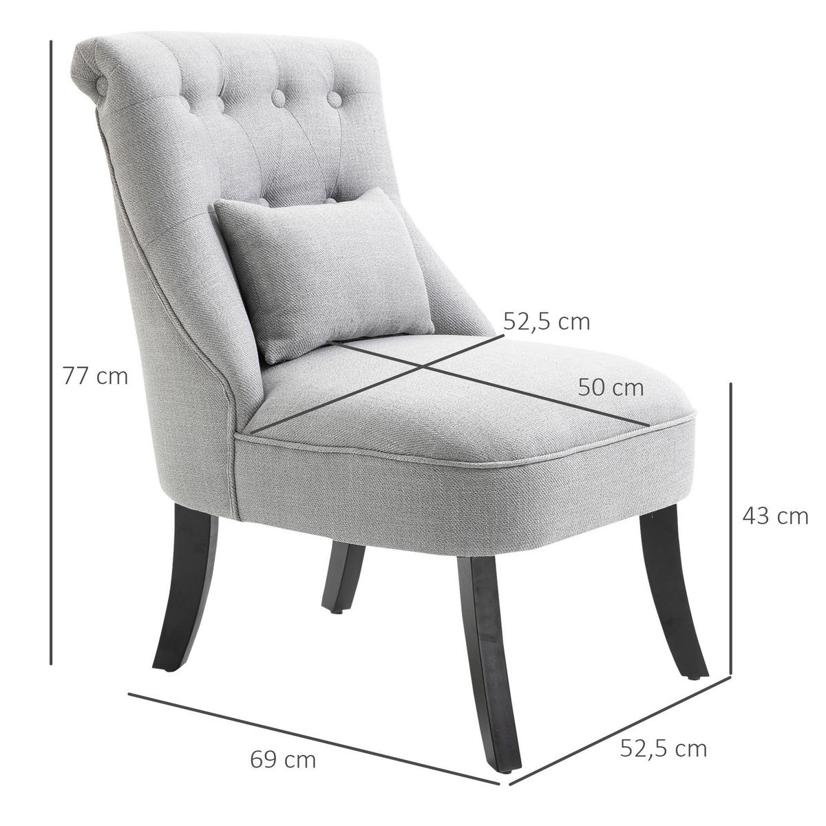 HOMCOM Relaxsessel 833-727GY B/H/T: ca. 52,5x77x69 cm 833-727GY - (52,50/77,00/69,00cm) - HOMCOM