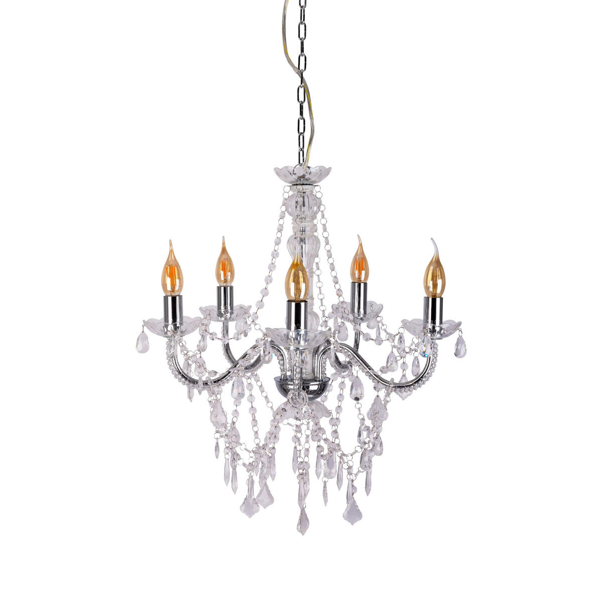 Näve Leuchten Pendelleuchte 8009342 Chrom Metall Kunststoff B/H/T: ca. 52x85x52 cm E14 5 Brennstellen Cecilia - Chrom (52,00/85,00/52,00cm) - Näve Leuchten