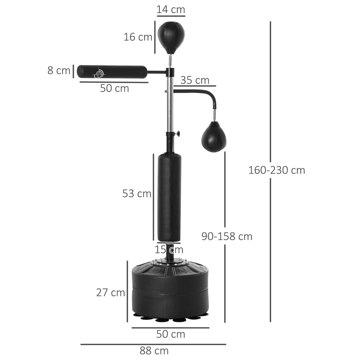 HOMCOM Fitness-Zubehör schwarz Polypropylen B/H/L: ca. 50x88x160 cm Boxset - schwarz (160,00/50,00/88,00cm) - HOMCOM