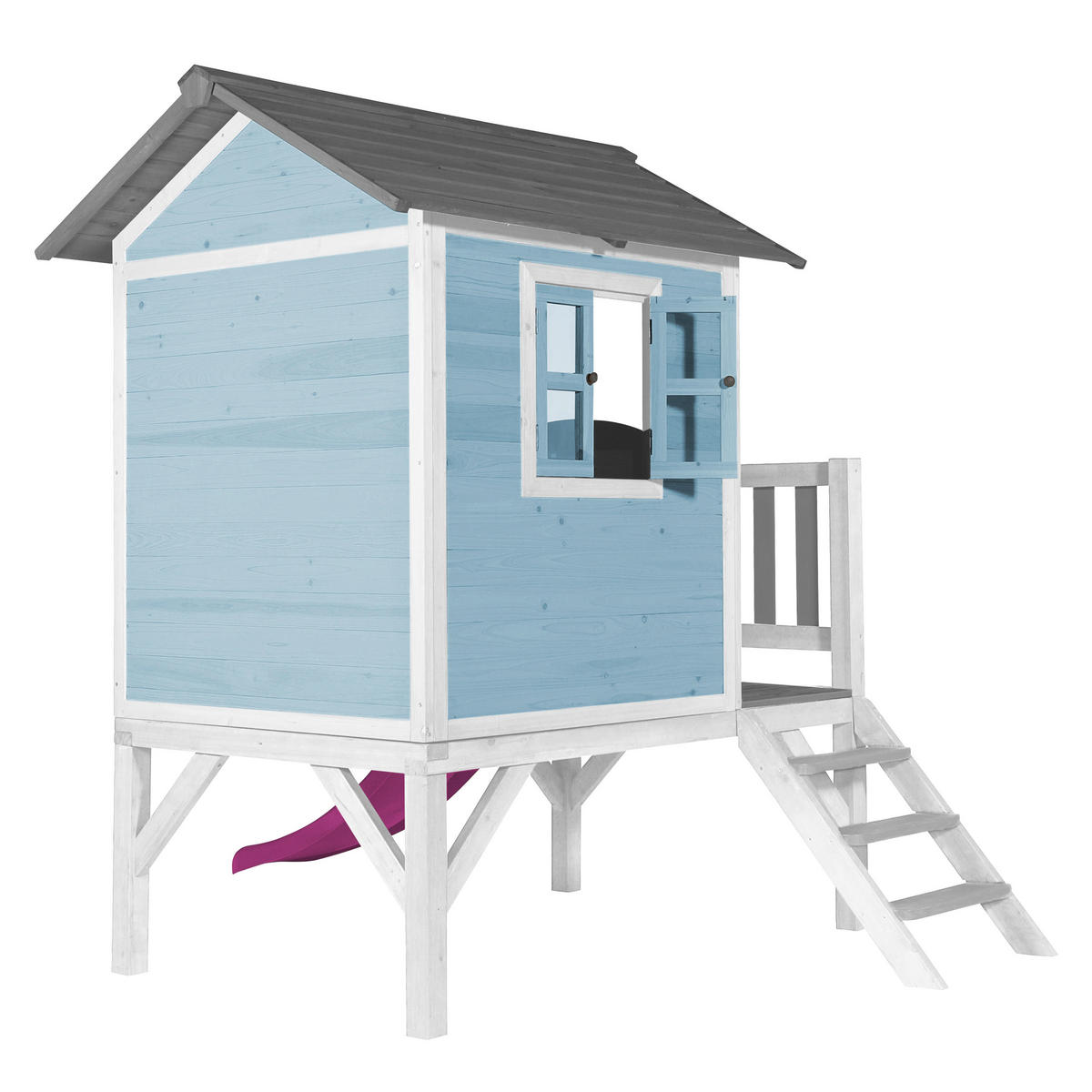 AXI Spielhaus Lodge XL blau B/H/T: ca. 240x189x167 cm Lodge XL - blau/lila (240,00/189,00/167,00cm) - AXI