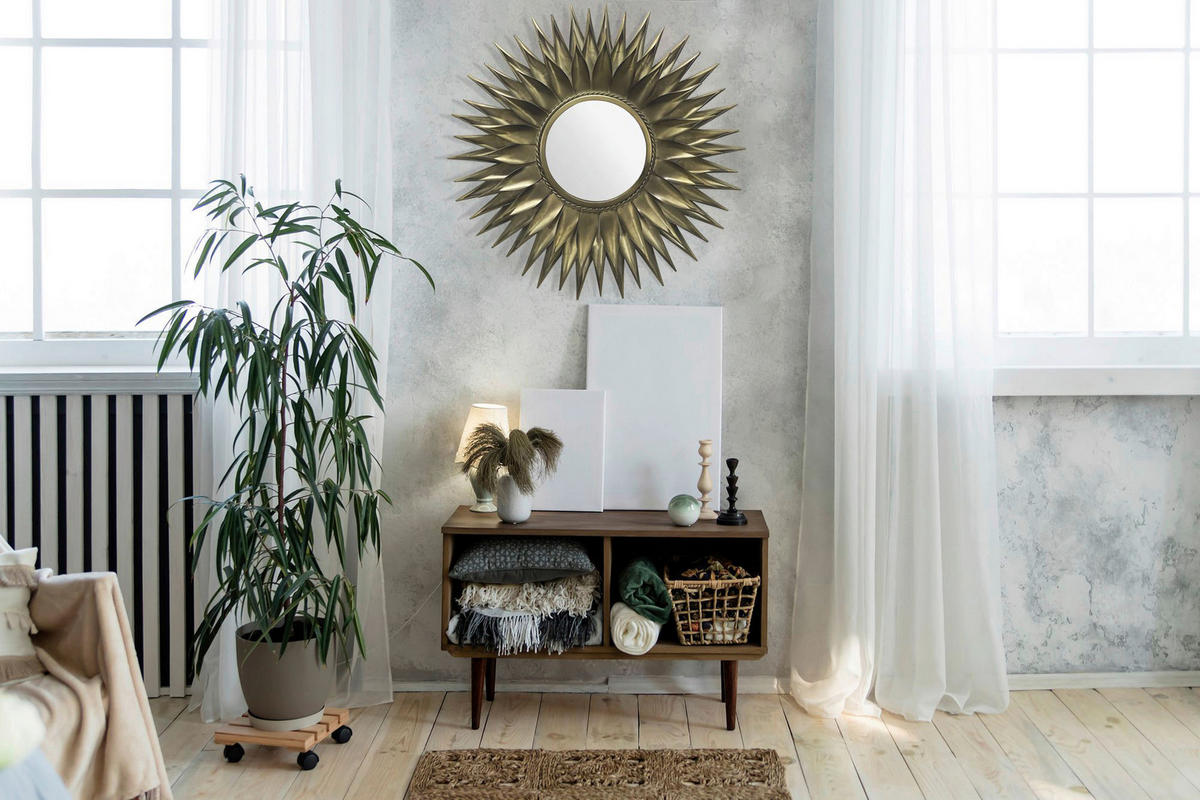 Wandspiegel gold Metall T/D: ca. 6x74 cm Wandspiegel - gold (74,00cm) - Wohnling