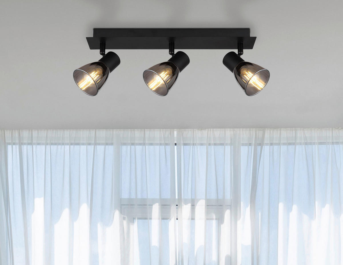 GLOBO Spot schwarz Metall B/H/T: ca. 7x15,5x40 cm E14 3 Brennstellen CLAUDE - schwarz (7,00/15,50/40,00cm) - GLOBO