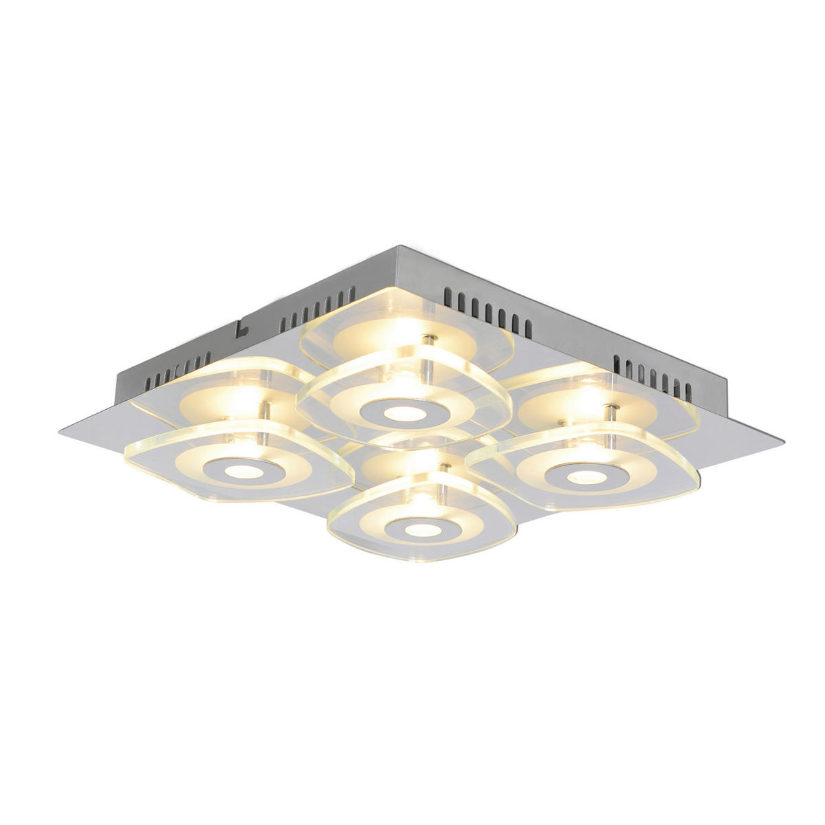 Näve Leuchten LED-Wand- und Deckenleuchte Lucca NV1190959 silber Metall Glas B/H/L: ca. 31x7x31 cm null 4 Brennstellen LED Wand- und Deckenleuchte "Lucca" - silber (31,00/31,00/7,00cm) - Näve Leuchten
