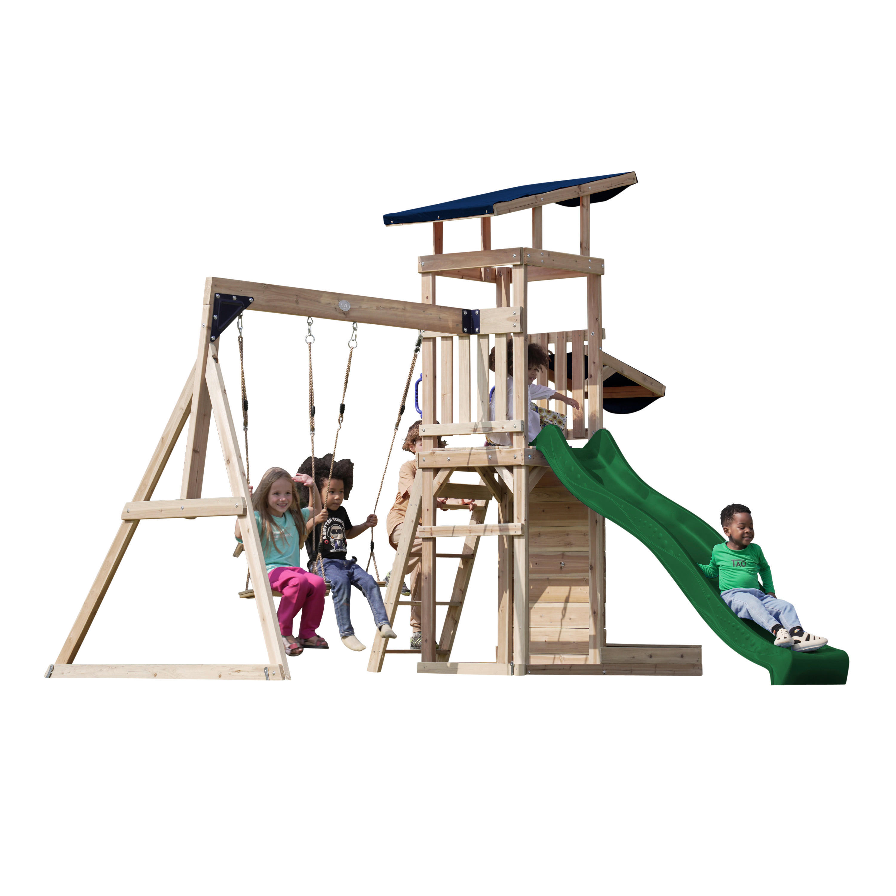 AXI Spielturm Malik braun B/H/L: ca. 345x270x336 cm Malik - braun/grün (336,00/345,00/270,00cm) - AXI