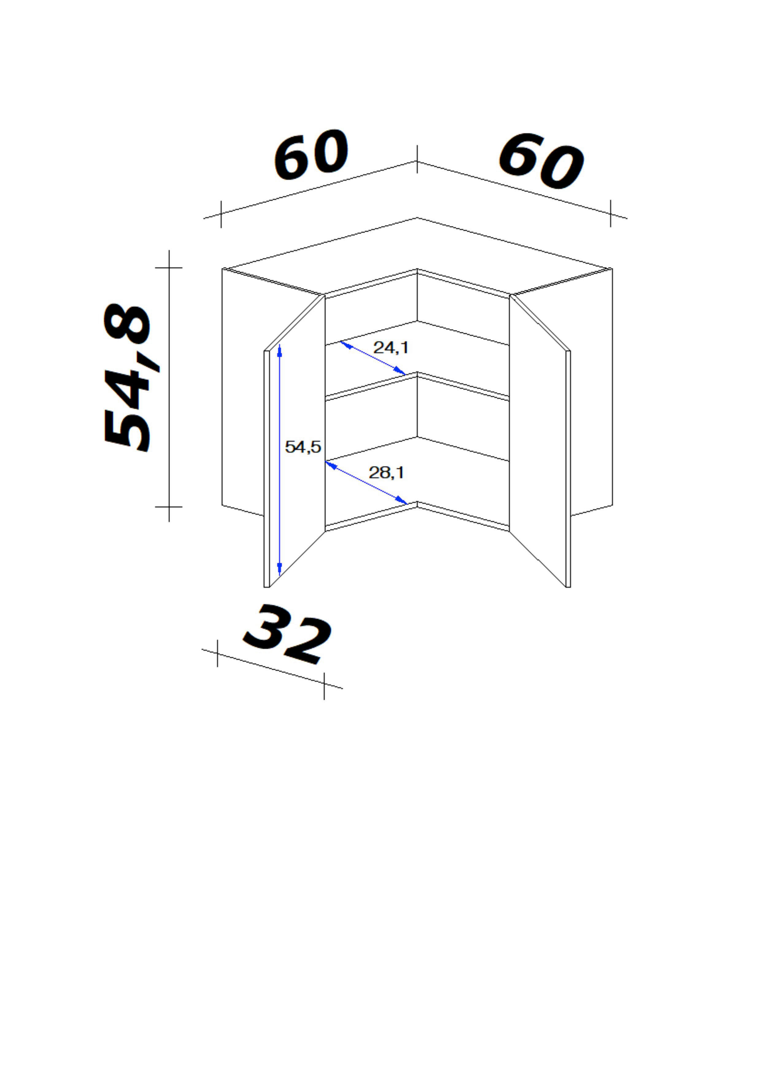 Thumbnail - Eckhängeschrank Vita weiß matt B/H/T: ca. 60x54,8x32 cm