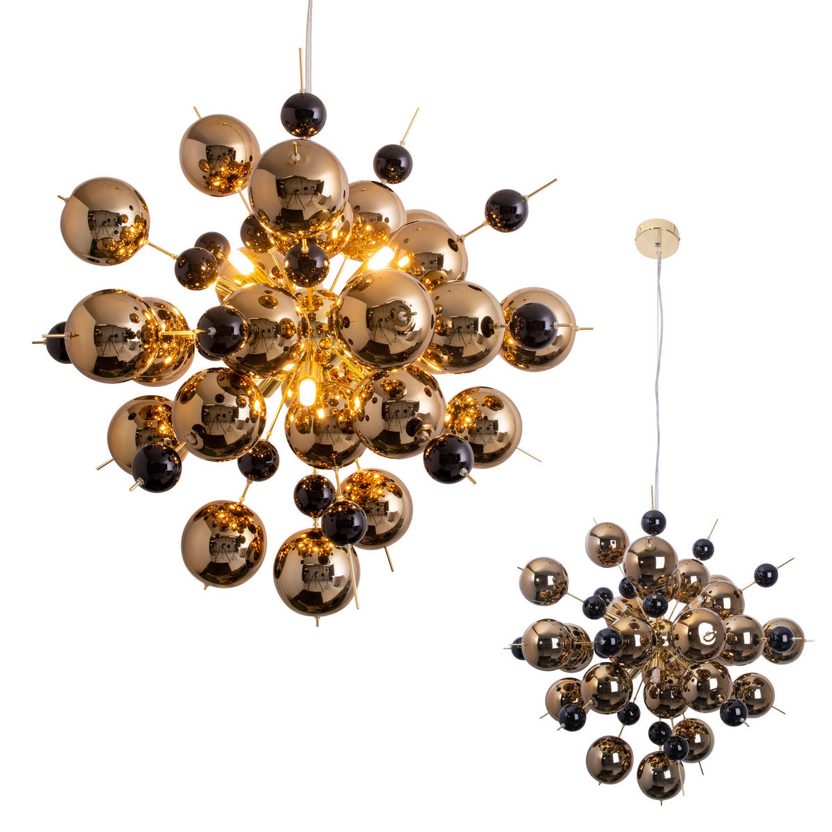 Näve Leuchten Pendelleuchte 7026458 gold Glas Metall B/H/T: ca. 65x150x65 cm G9 10 Brennstellen Explosion - gold (65,00/150,00/65,00cm) - Näve Leuchten
