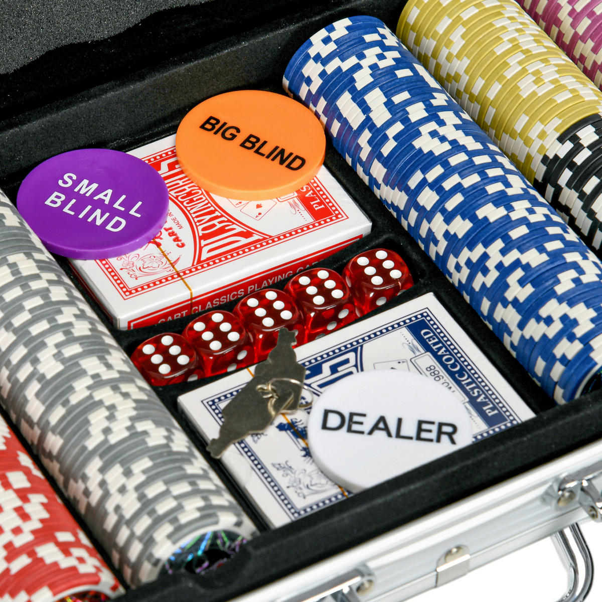 SPORTNOW Spielzeug B/H/L: ca. 23,5x56x6,5 cm Pokerkoffer_Set - silber (6,50/23,50/56,00cm) - SPORTNOW