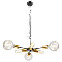 Lamkur Pendelleuchte STARLA 42770 gold schwarz Stahl H/L: ca. 74x34 cm E27 6 Brennstellen Starla - gold/schwarz (34,00cm) - Lamkur