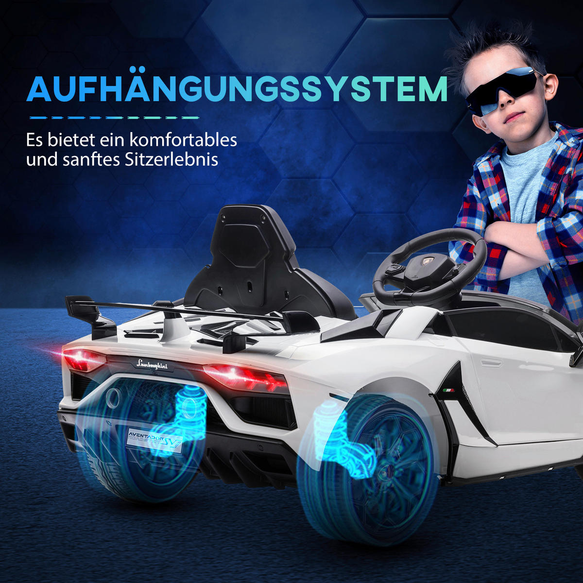 HOMCOM Kinderauto weiß B/H/L: ca. 63x107,5x42 cm Kinderfahrzeug - weiß (42,00/63,00/107,50cm) - HOMCOM