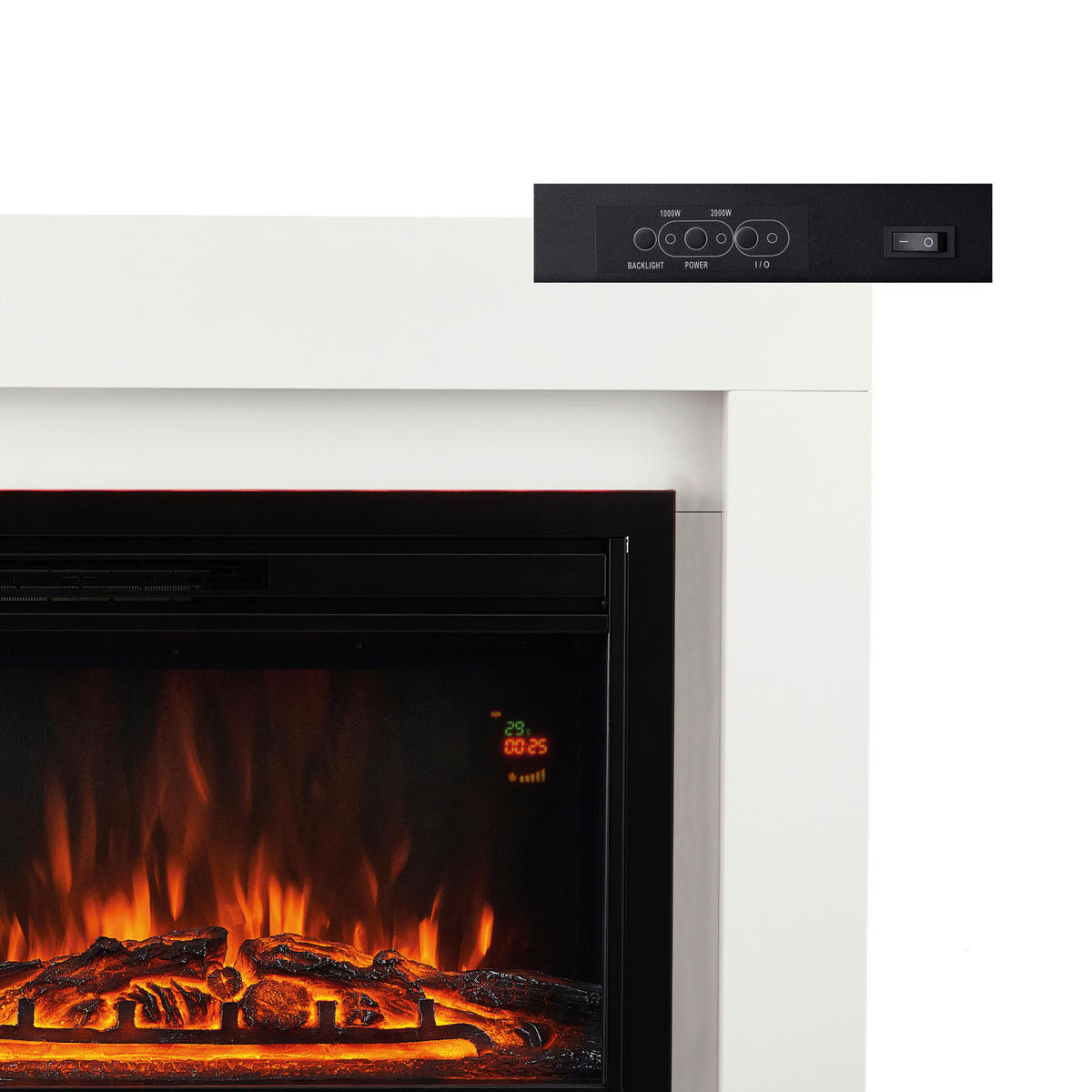 KAMINIO Elektrischer-Kamin MATTI weiß MDF Metall Glas B/H/T: ca. 95x77x26 cm ca. 2000 W Matti - weiß (95,00/77,00/26,00cm) - KAMINIO