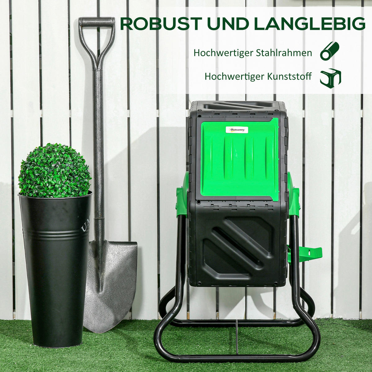 Outsunny Komposter schwarz B/H/L: ca. 49x77x60 cm Komposter - schwarz (60,00/49,00/77,00cm) - Outsunny