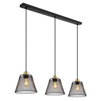 GLOBO Pendelleuchte schwarz Metall B/H/T: ca. 20x120x90 cm E27 3 Brennstellen BAKU - schwarz (20,00/120,00/90,00cm) - GLOBO