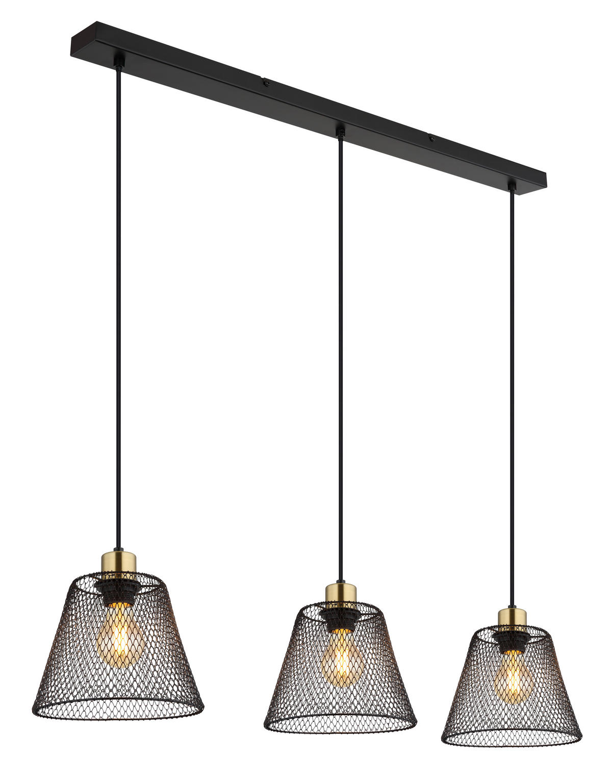 GLOBO Pendelleuchte schwarz Metall B/H/T: ca. 20x120x90 cm E27 3 Brennstellen BAKU - schwarz (20,00/120,00/90,00cm) - GLOBO