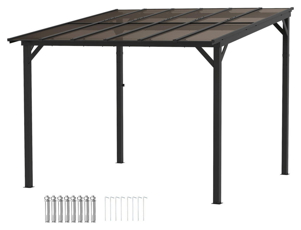 Outsunny Pergola dunkelgrau Metall B/H/L: ca. 294x258x306 cm Pergola - dunkelgrau (306,00/294,00/258,00cm) - Outsunny