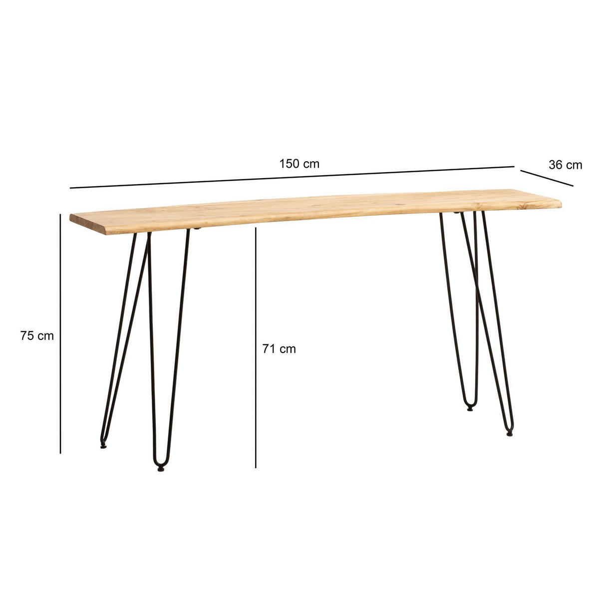 Schreibtisch natur B/H/T: ca. 150x75x36 cm Schreibtisch - natur (150,00/75,00/36,00cm) - Wohnling