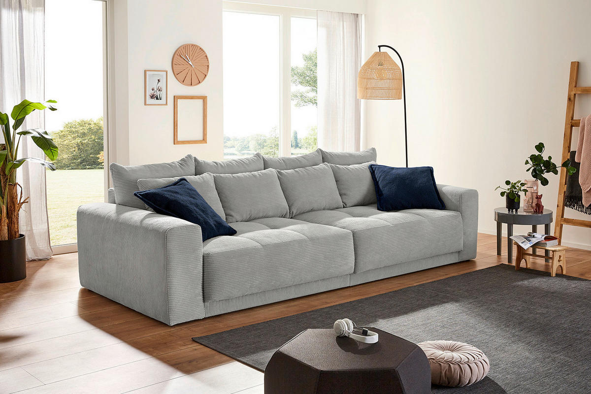 Big Sofa hellgrau Microfaser B/H/T: ca. 298x80x135 cm Colombo_Big-Sofa - hellgrau/schwarz (298,00/80,00/135,00cm)
