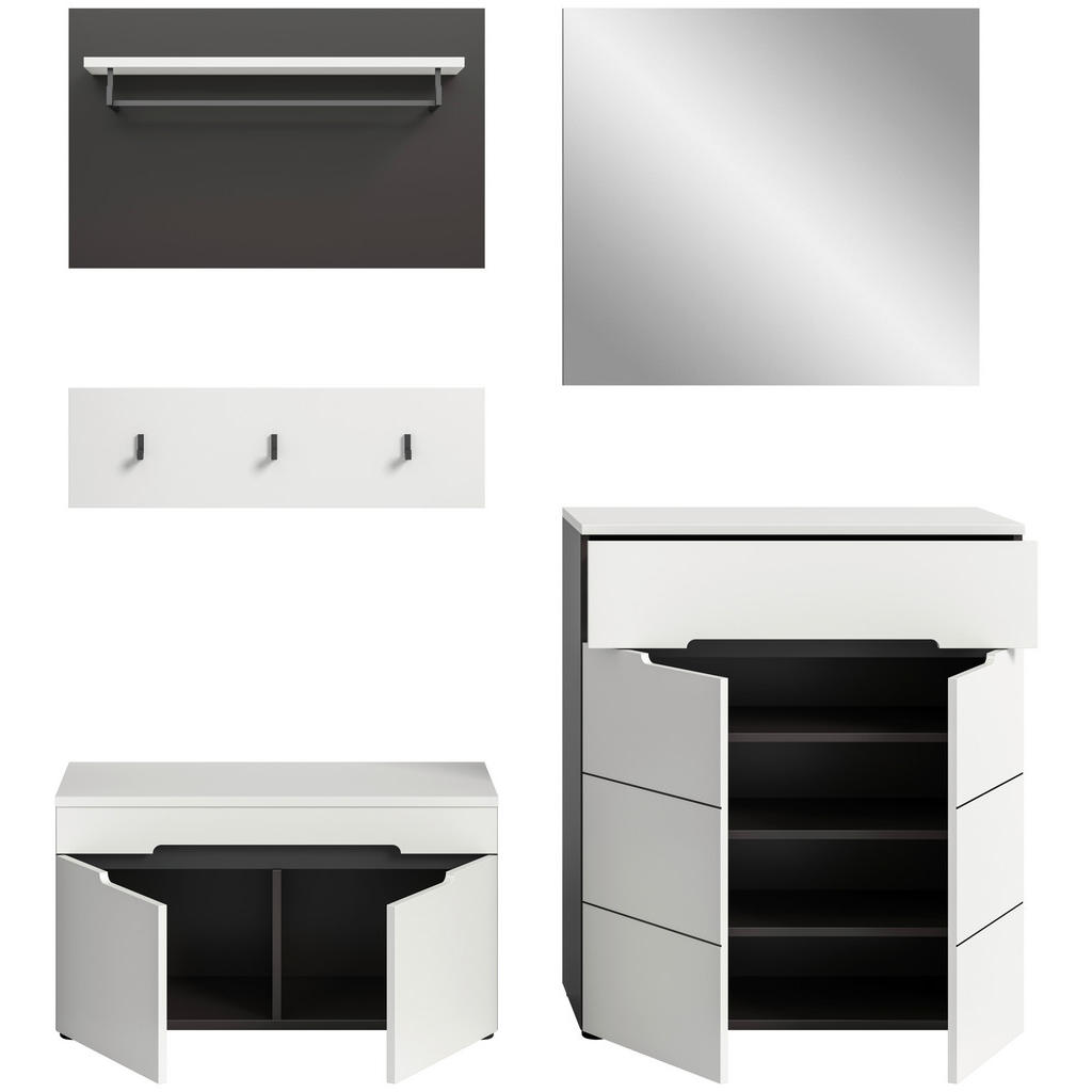 Thumbnail - Garderobe Canu basaltgrau Nachbildung weiß B/H/T: ca. 175x190x37 cm