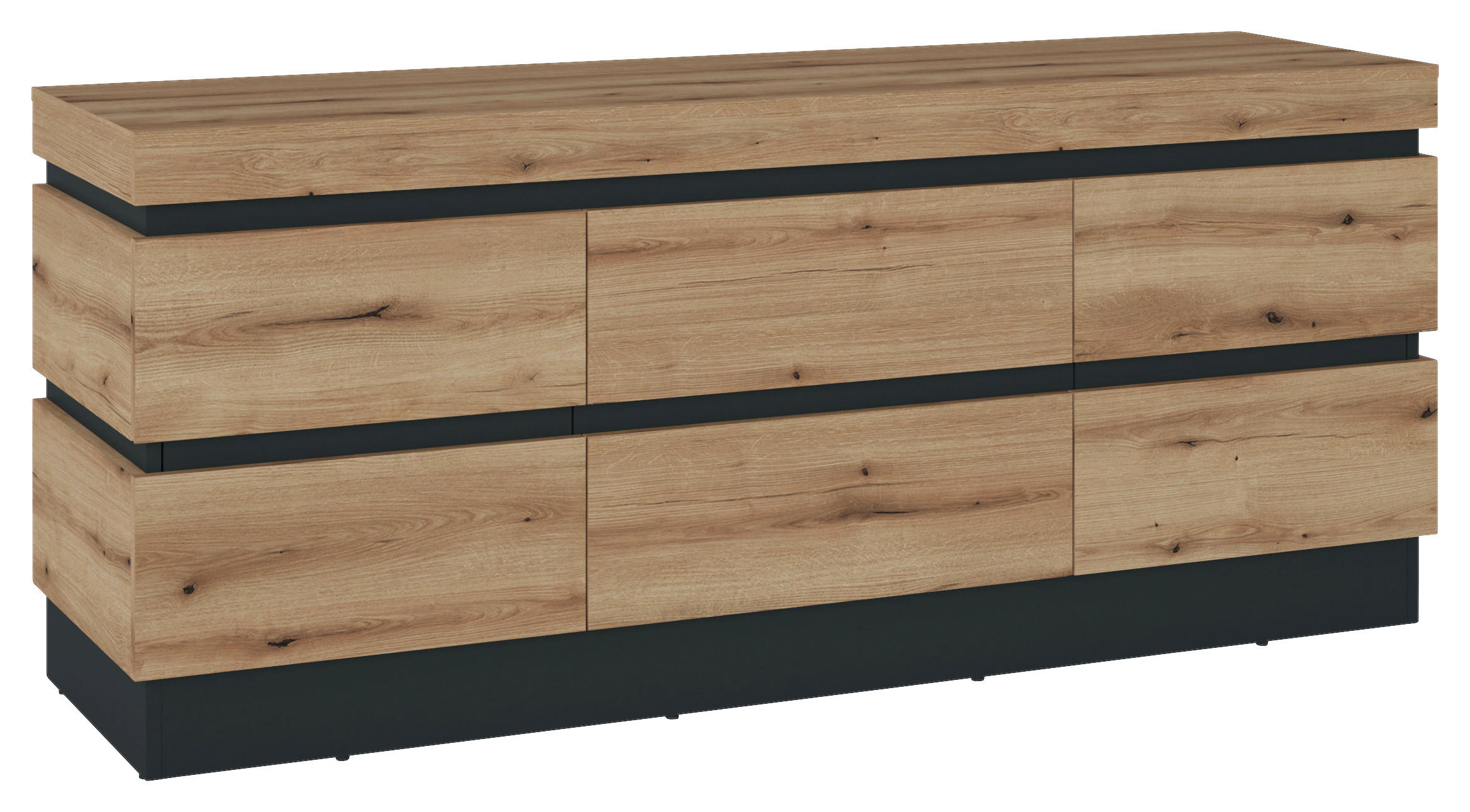 TV-Lowboard Corte Eiche Evoke Coast Nachbildung anthrazit B/H/T: ca. 161x68x45 cm Corte - Eiche/anthrazit (161,00/68,00/45,00cm)