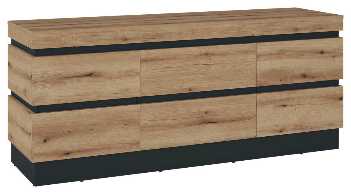TV-Lowboard Corte Eiche Evoke Coast Nachbildung anthrazit B/H/T: ca. 161x68x45 cm Corte - Eiche/anthrazit (161,00/68,00/45,00cm)