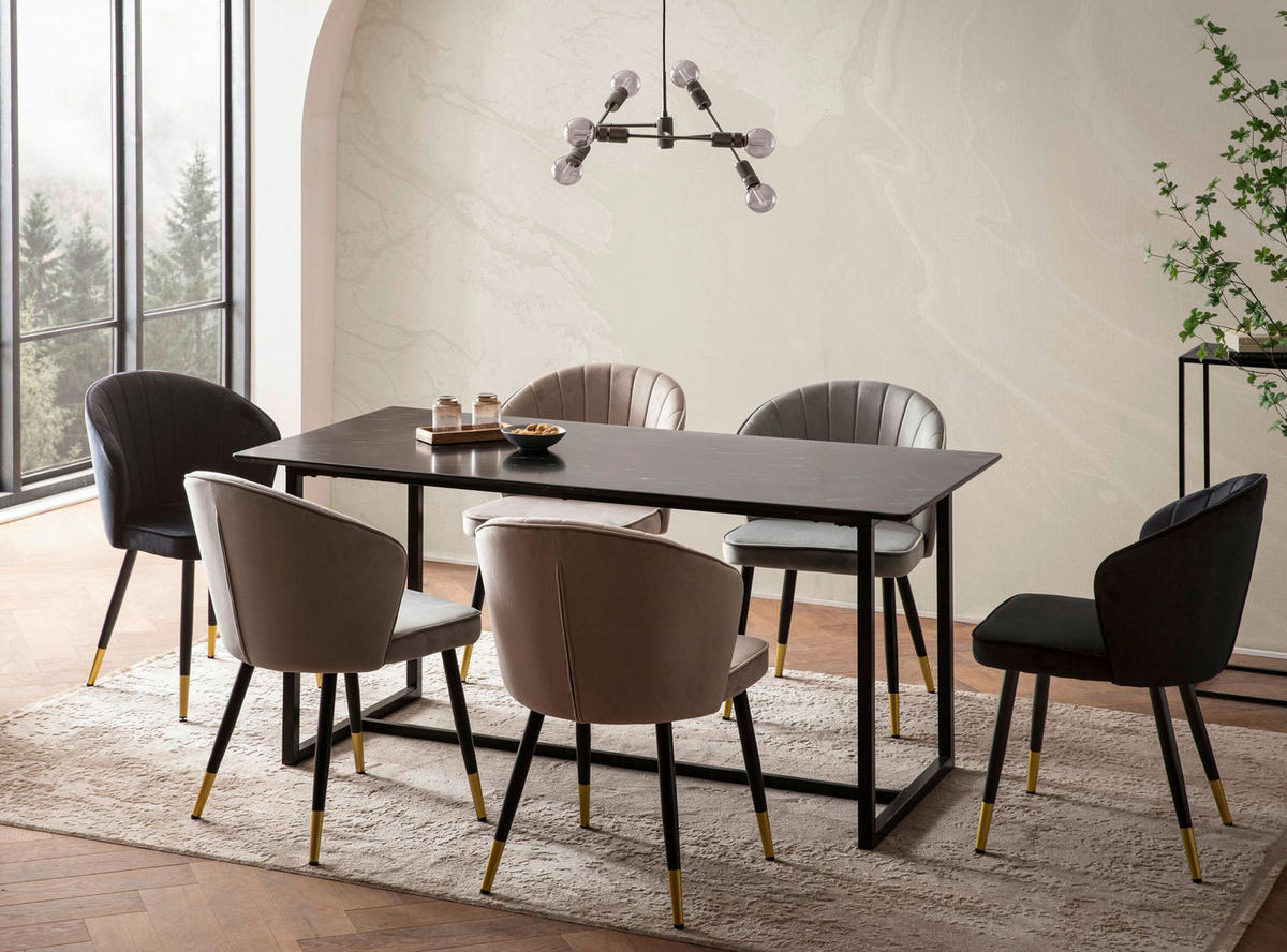 Esstisch Marmoroptik Optik schwarz B/H/T: ca. 180x76x90 cm Esstisch - Marmoroptik/schwarz (180,00/76,00/90,00cm) - Wohnling
