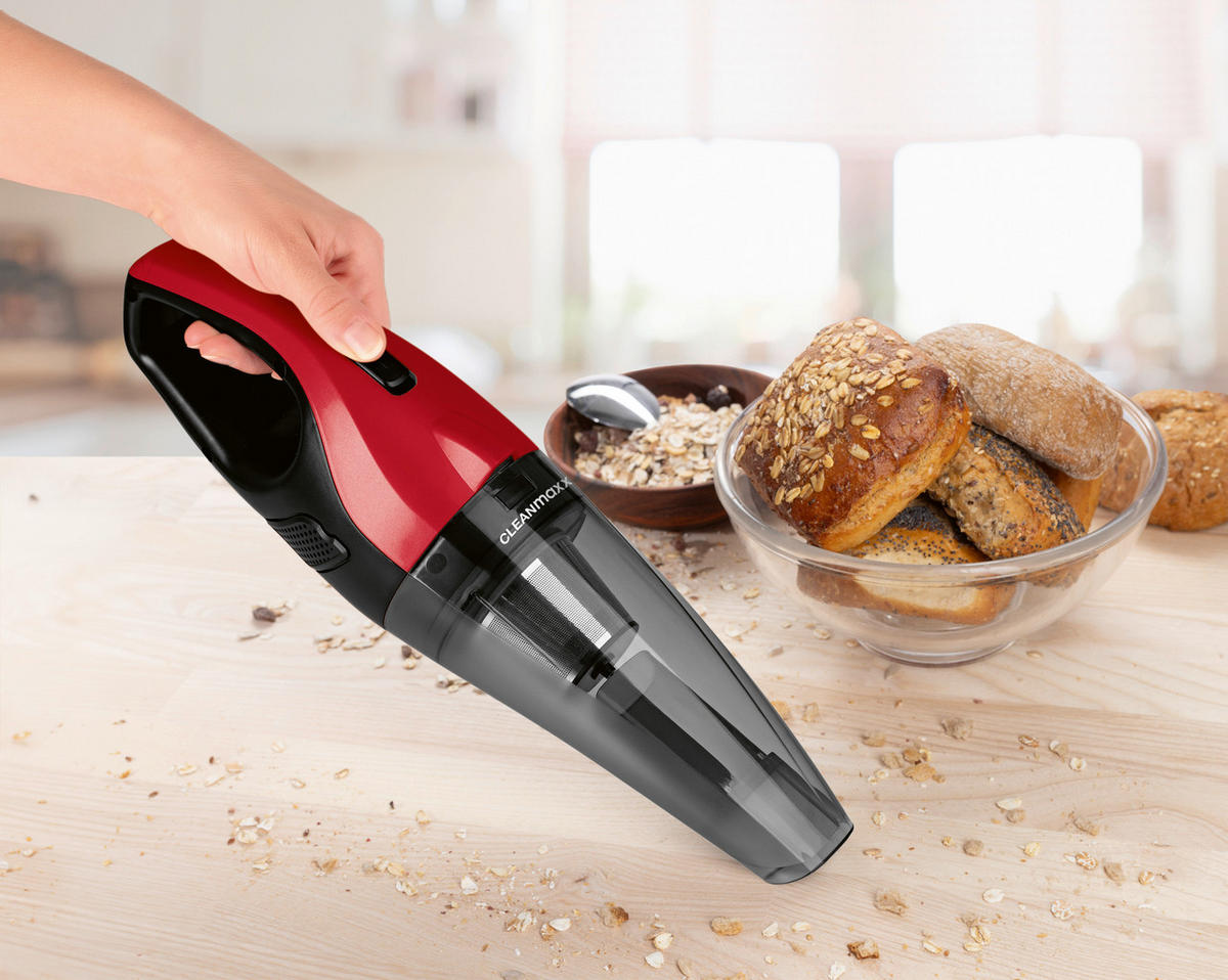 CLEANmaxx Akku-Handstaubsauger rot schwarz B/H/L: ca. 10x12x37 cm Akku-Handstaubsauger - rot/schwarz (37,00/10,00/12,00cm) - CLEANmaxx