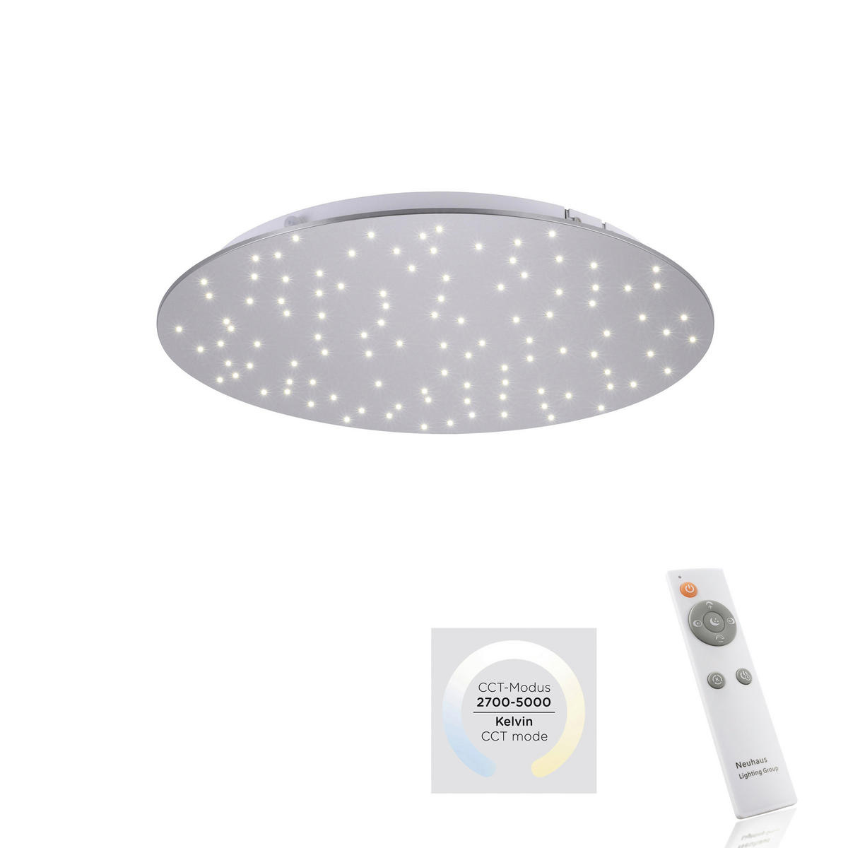 Just Light Deckenleuchte PN14673-55 Sparkle stahlfarbig Aluminium Stahl Kunststoff H/D: ca. 4x48 cm Sparkle - stahlfarbig (48,00/4,00cm) - Just Light